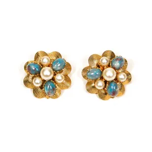 Blue and White Pearl Earrings