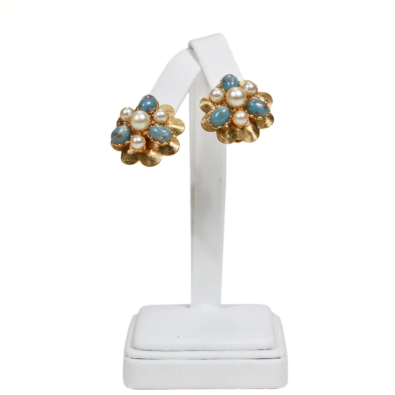 Blue and White Pearl Earrings