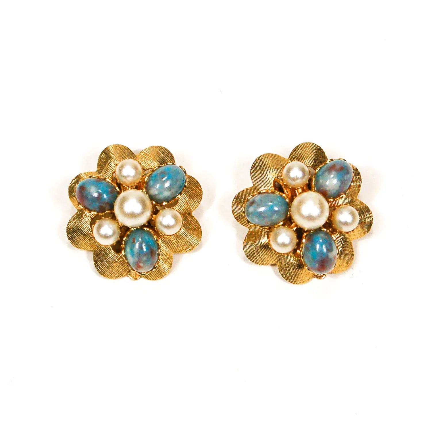 Blue and White Pearl Earrings