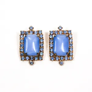 Blue Chalcedony Rhinestone Earrings