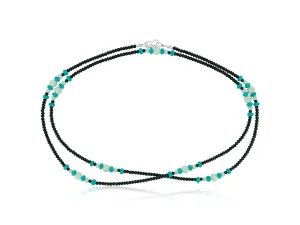 Blue Turquoise Pearl and Spinel Necklace