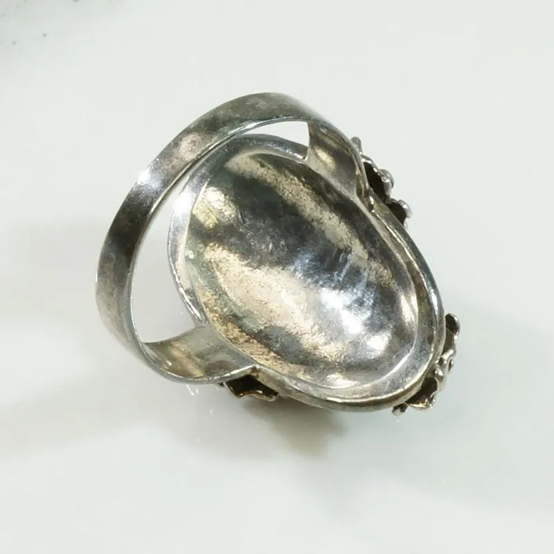 Bold Bohemian Sculpted Silver & Lapis Ring