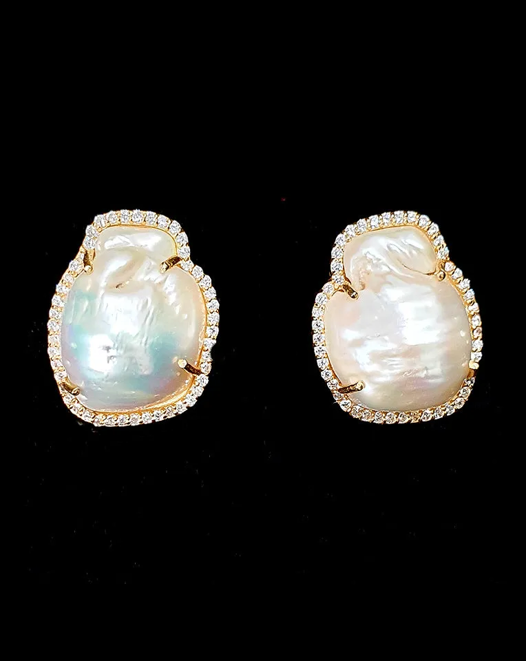 Bridal earrings - classic Baroque pearl studs by Stephanie Browne