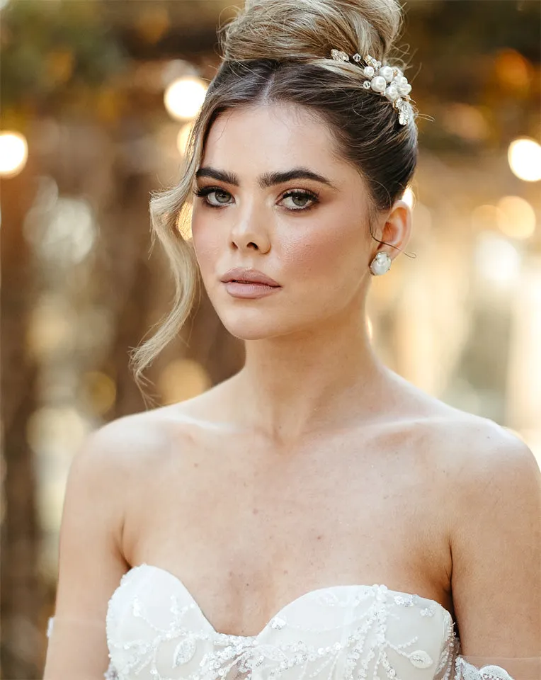 Bridal earrings - classic Baroque pearl studs by Stephanie Browne