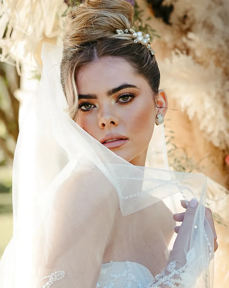 Bridal earrings - classic Baroque pearl studs by Stephanie Browne