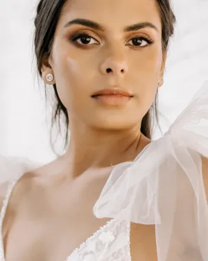 Bridal earrings - dainty crystal stud with halo - Caulfield by Stephanie Browne