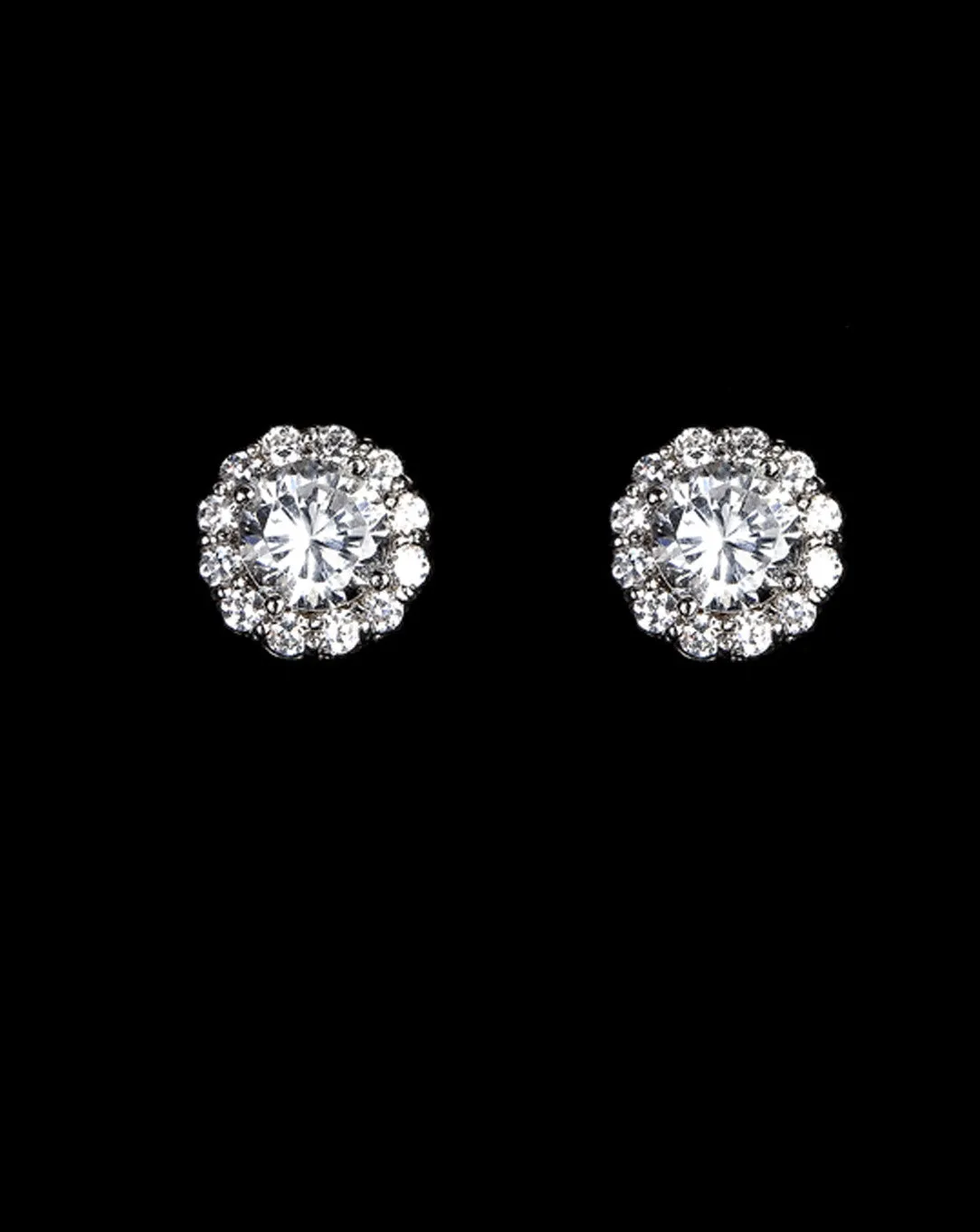Bridal earrings - dainty crystal stud with halo - Caulfield by Stephanie Browne