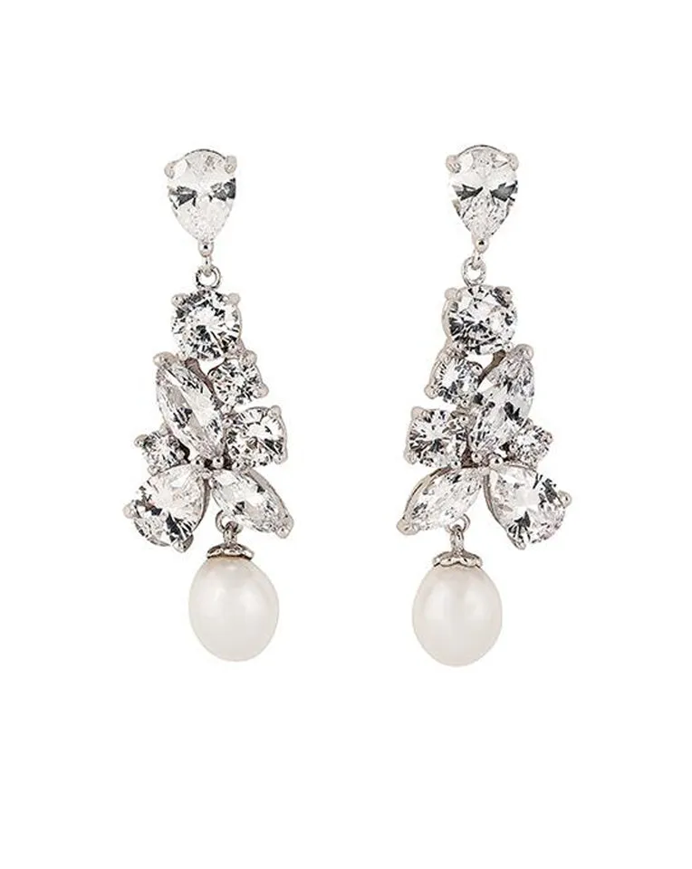 Bridal earrings -Regalia Madame with pearl drop by Stephanie Browne
