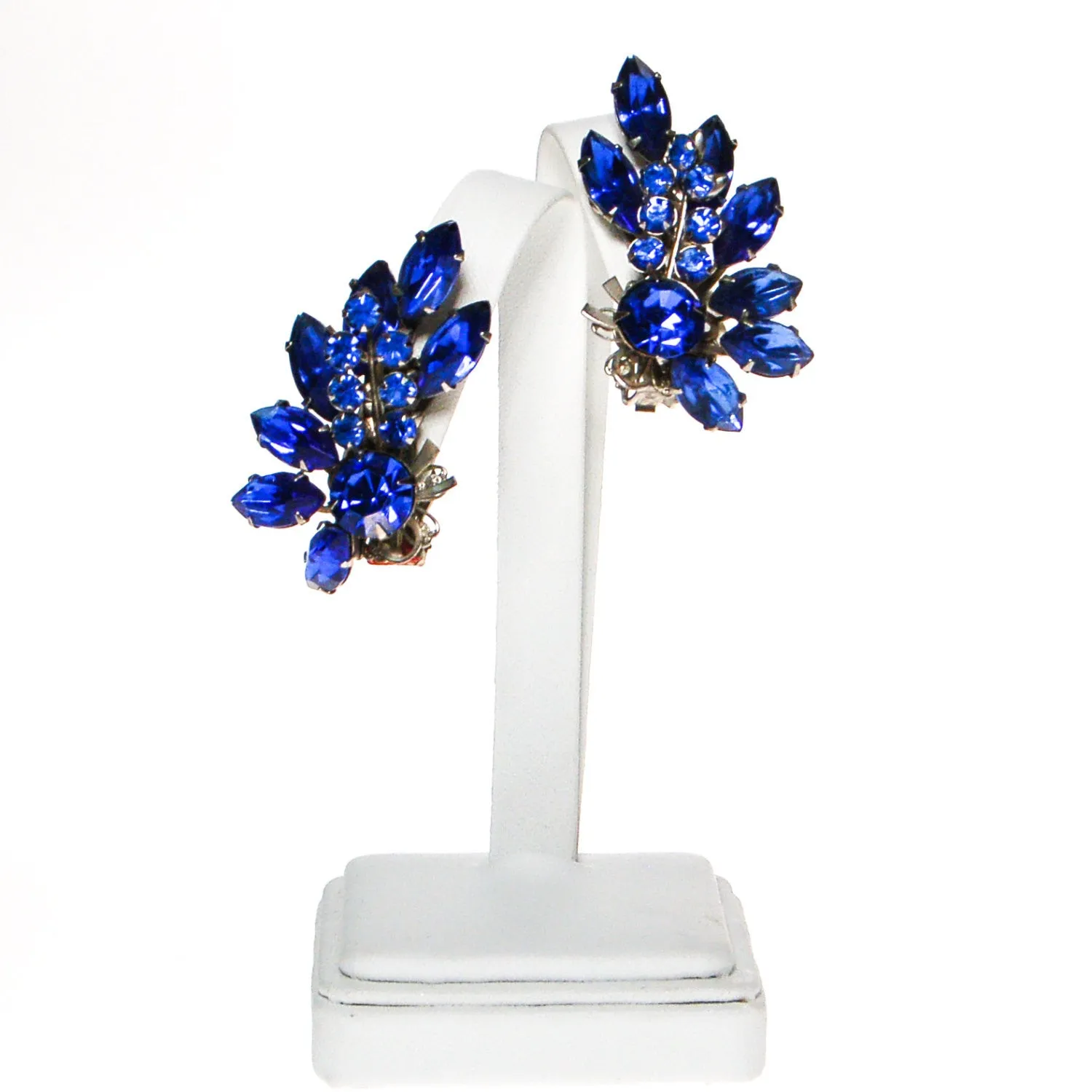 Bright Blue Rhinestone Ear Crawler Statement Earrings