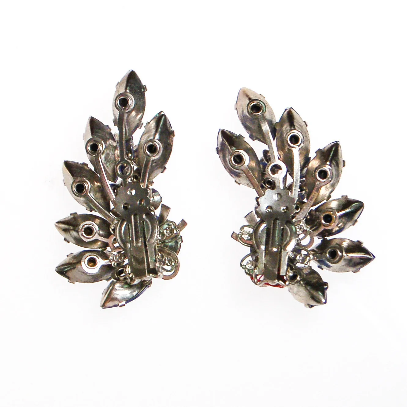 Bright Blue Rhinestone Ear Crawler Statement Earrings