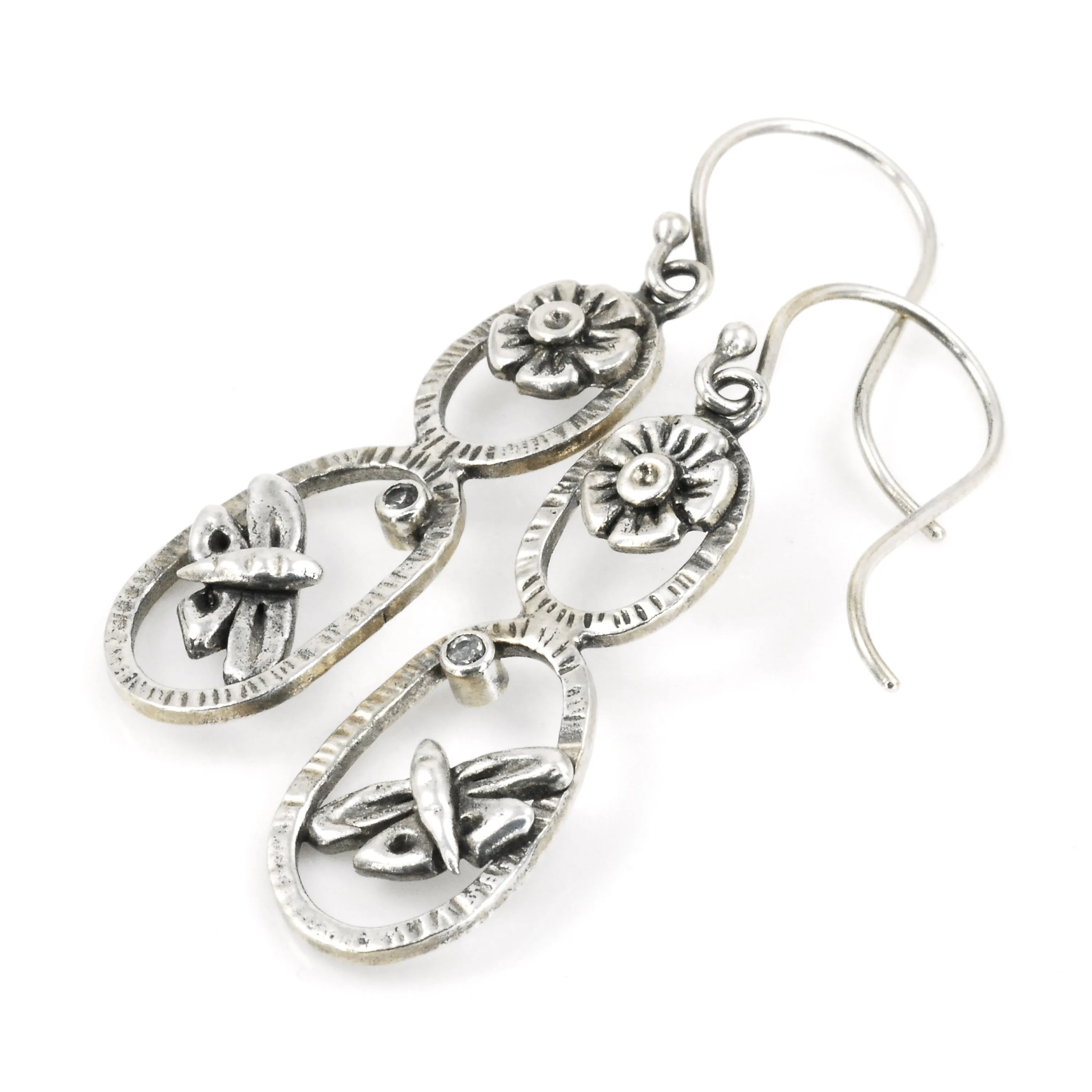 Butterfly Totem Earrings with White Topaz