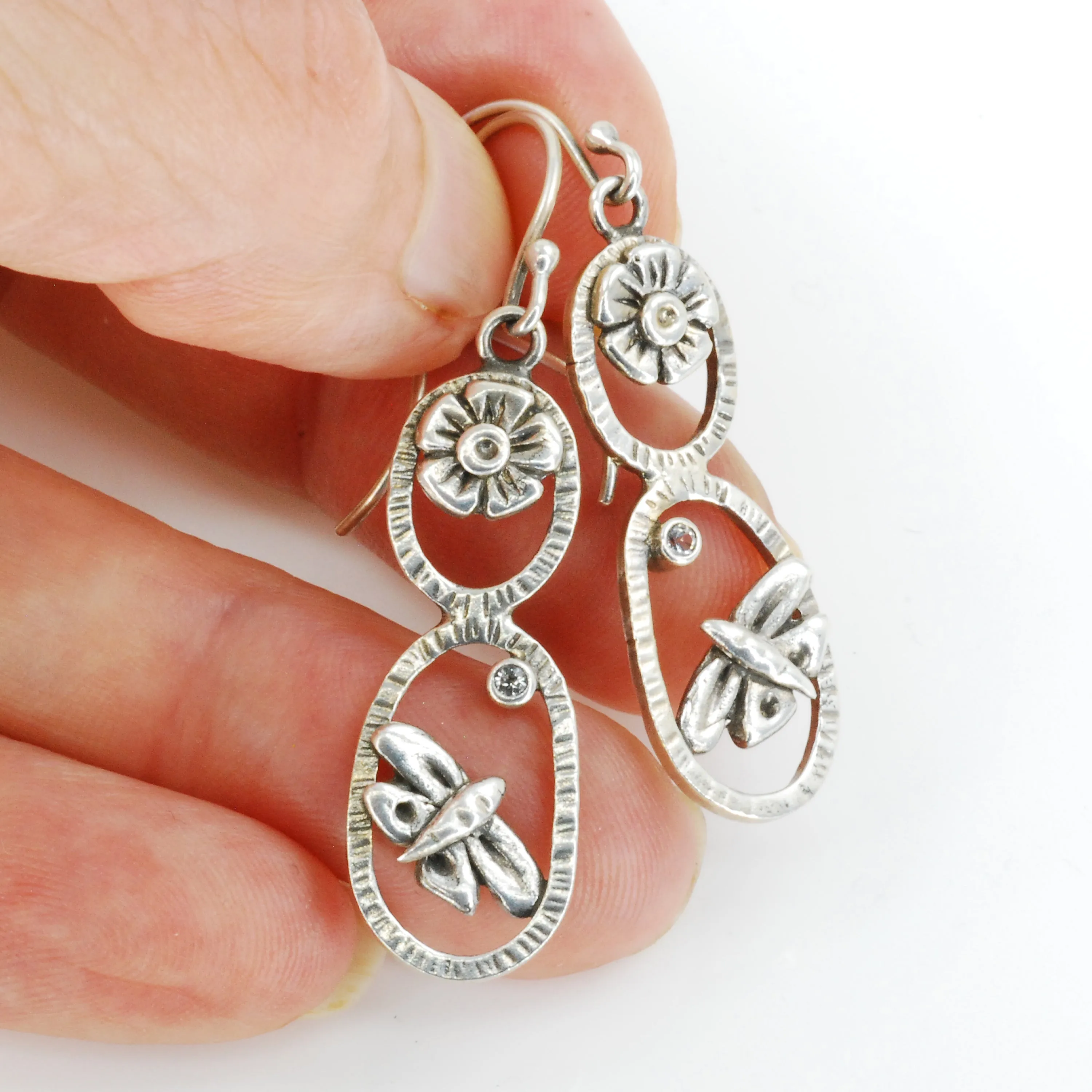 Butterfly Totem Earrings with White Topaz
