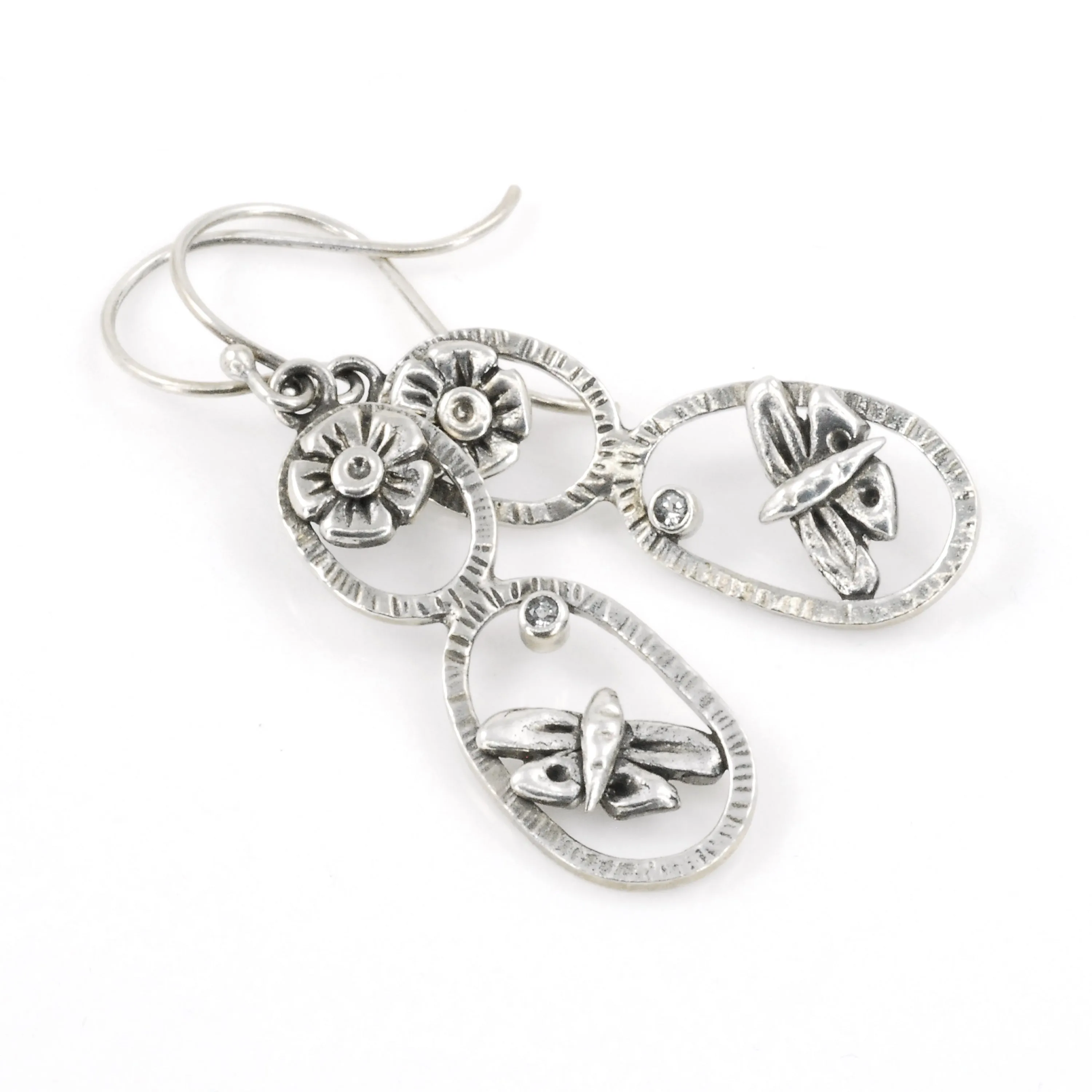 Butterfly Totem Earrings with White Topaz