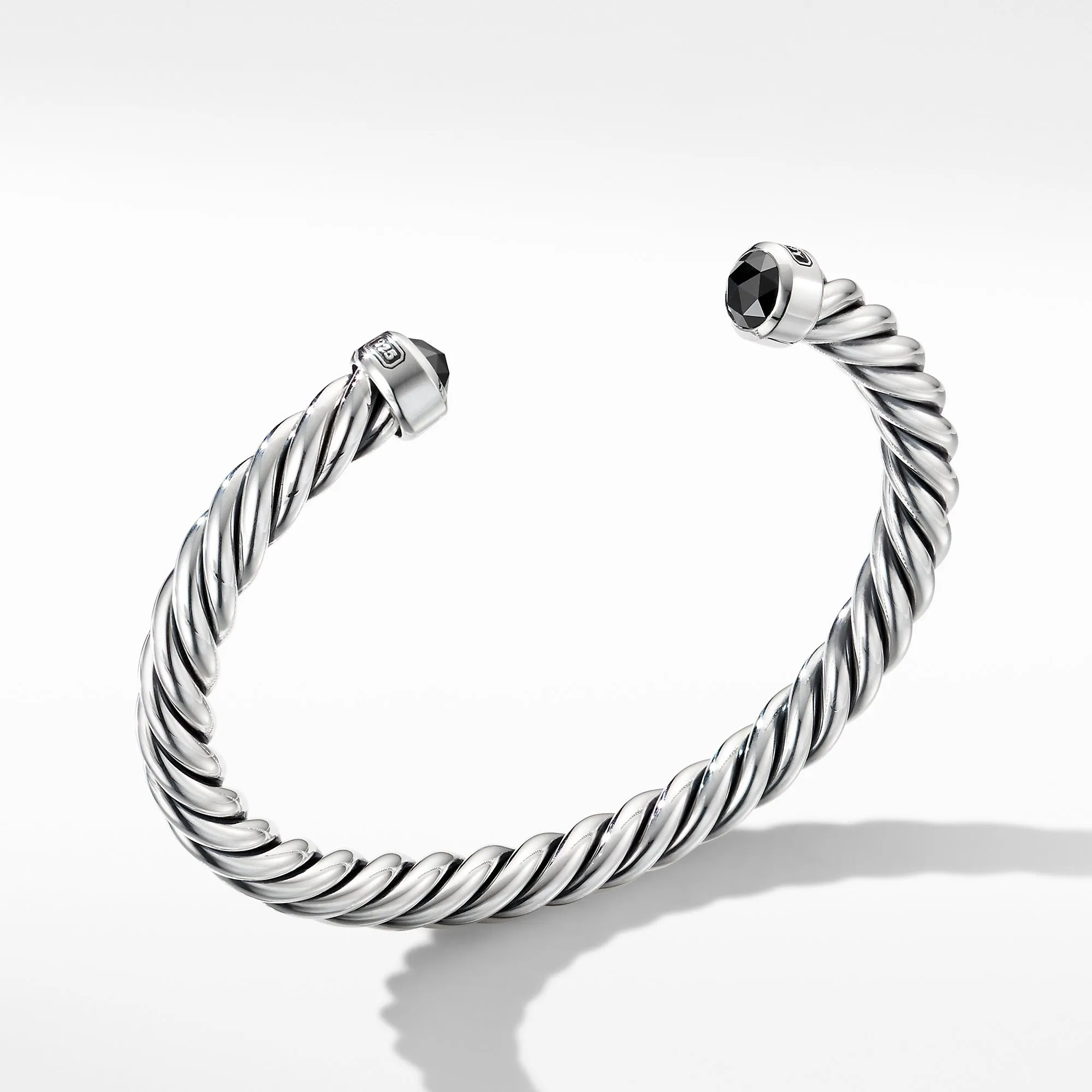 Cable Classic Cuff Bracelet with Black Diamonds, Size Medium