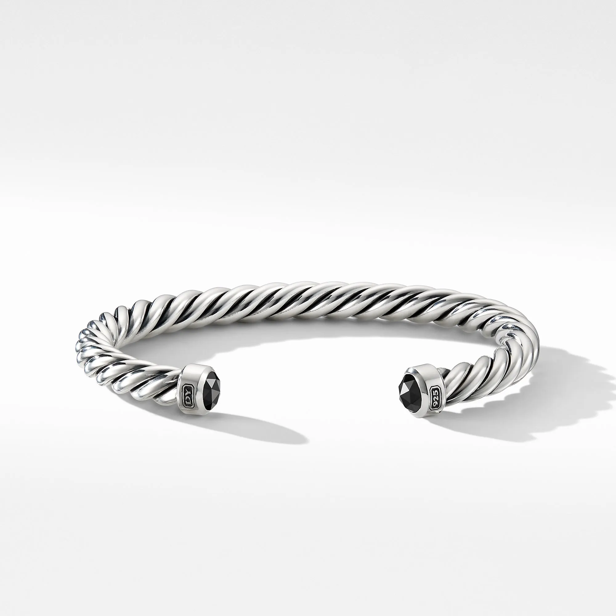 Cable Classic Cuff Bracelet with Black Diamonds, Size Medium