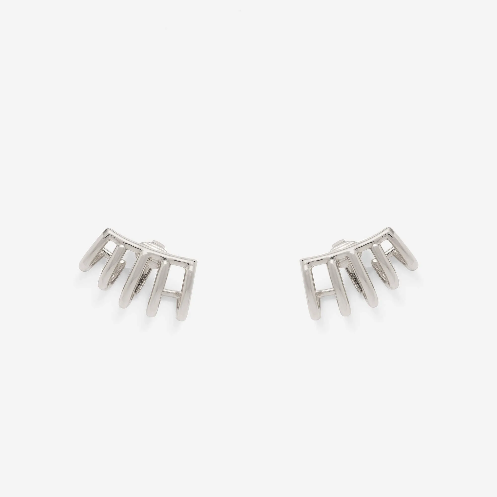 Cage Clip-On Earrings in Silver