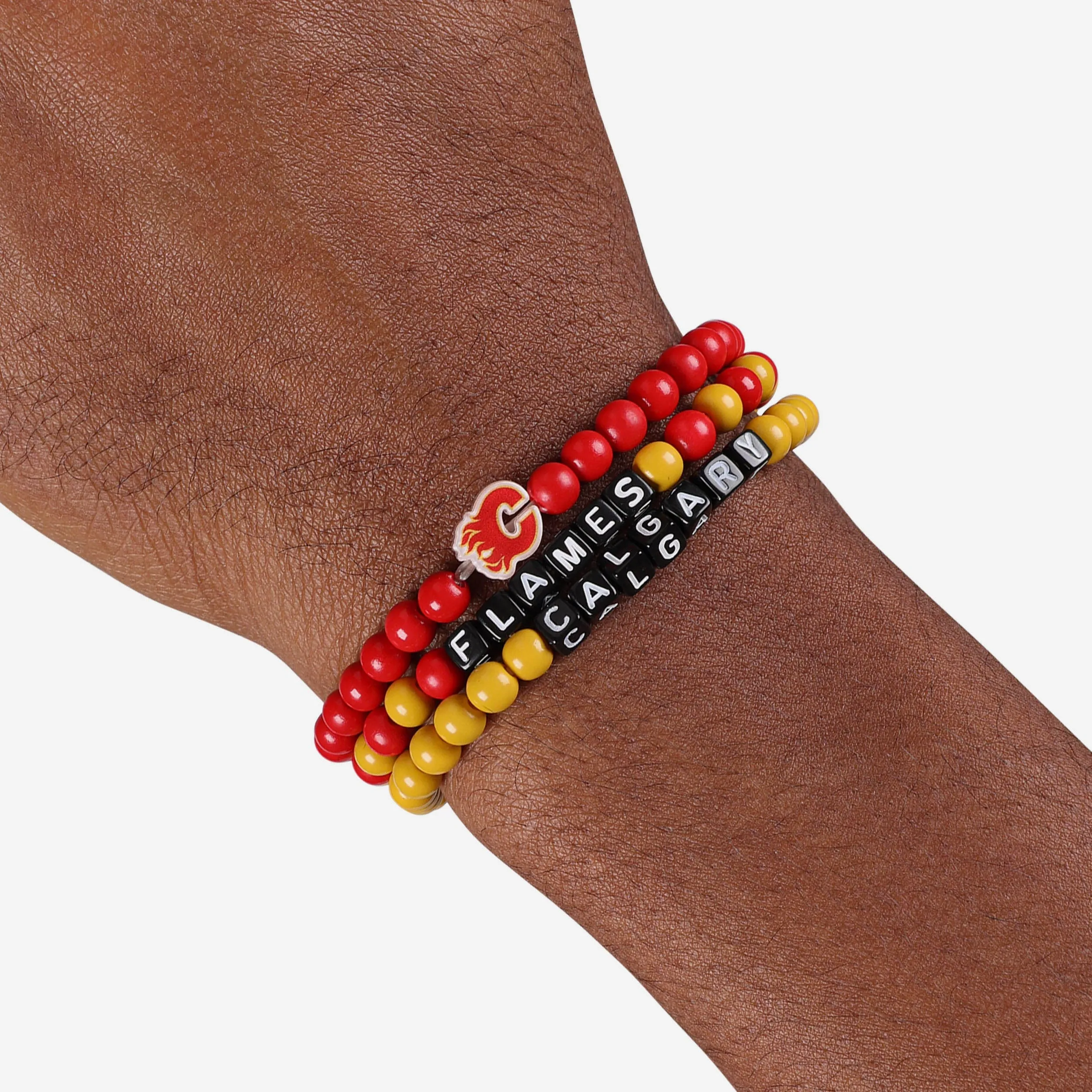 Calgary Flames 3 Pack Beaded Friendship Bracelet
