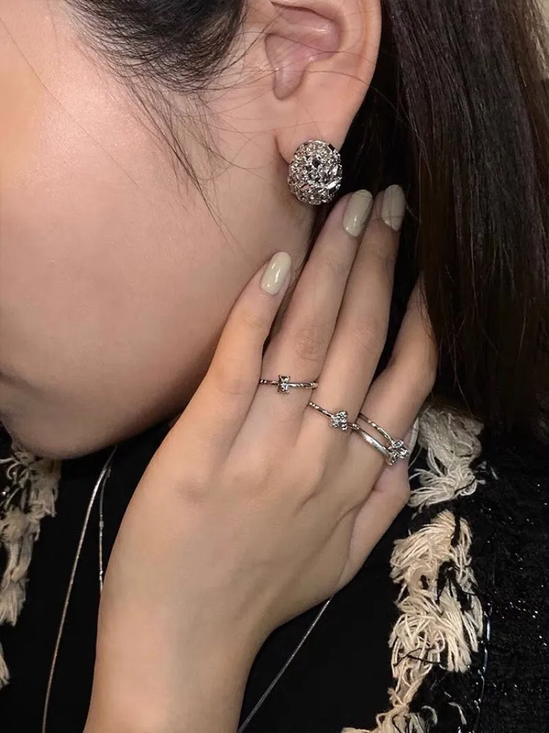 Carat Series Starry Egg-Shaped Sterling Silver Bangles Bracelet