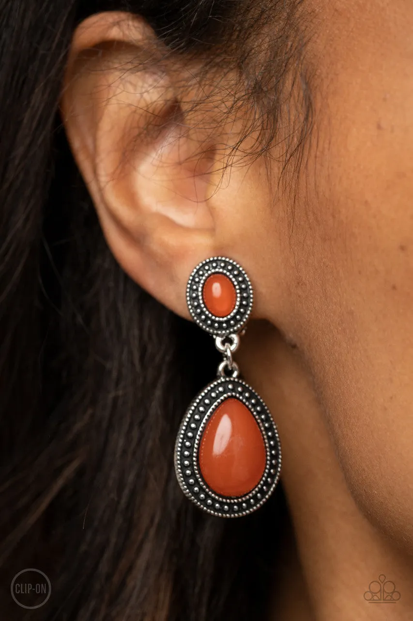 Carefree Clairvoyance Orange Paparazzi Clip-On Earrings
