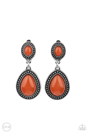 Carefree Clairvoyance Orange Paparazzi Clip-On Earrings