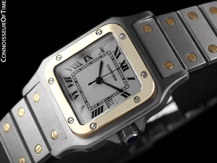 Cartier Mens Santos Galbee Automatique - 18K Gold & Stainless Steel