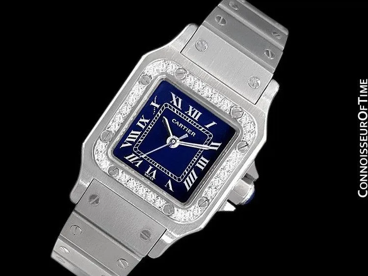 Cartier Santos Ladies Automatic Watch with Date - Stainless Steel & Diamonds
