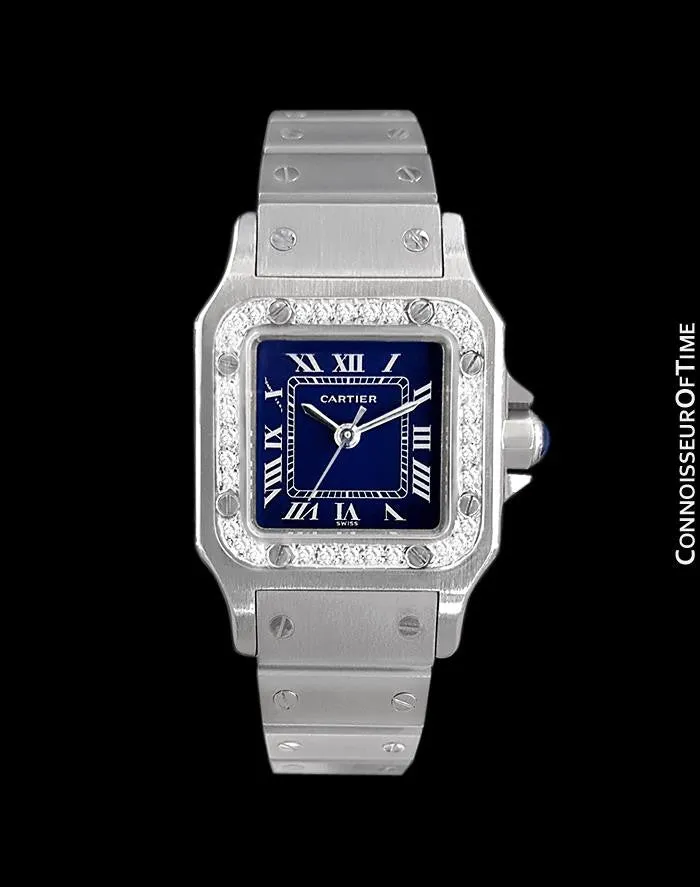 Cartier Santos Ladies Automatic Watch with Date - Stainless Steel & Diamonds