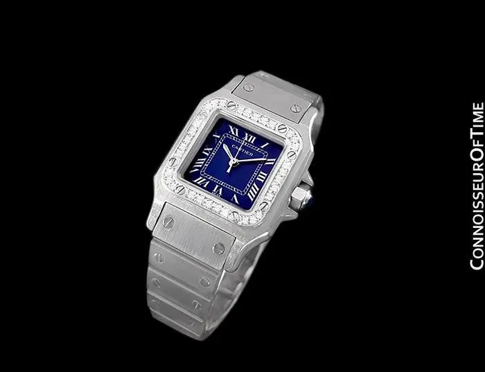 Cartier Santos Ladies Automatic Watch with Date - Stainless Steel & Diamonds