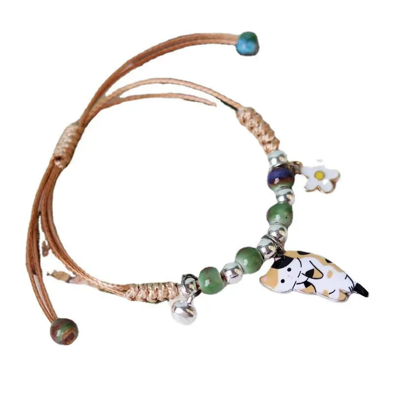 Cartoon Animal Cat Rabbit Flower Bracelet for Girl Kids Women Men Fashion Charm Student Friendship Bracelets Jewelry