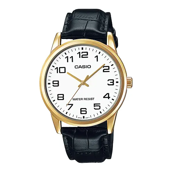 Casio Black Leather Strap White Dial Quartz Watch for Gents - MTP-V001GL-7BUDF
