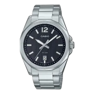 Casio Silver Stainless Steel Black Dial Quartz Watch for Gents - MTP-E725D-1AVDF