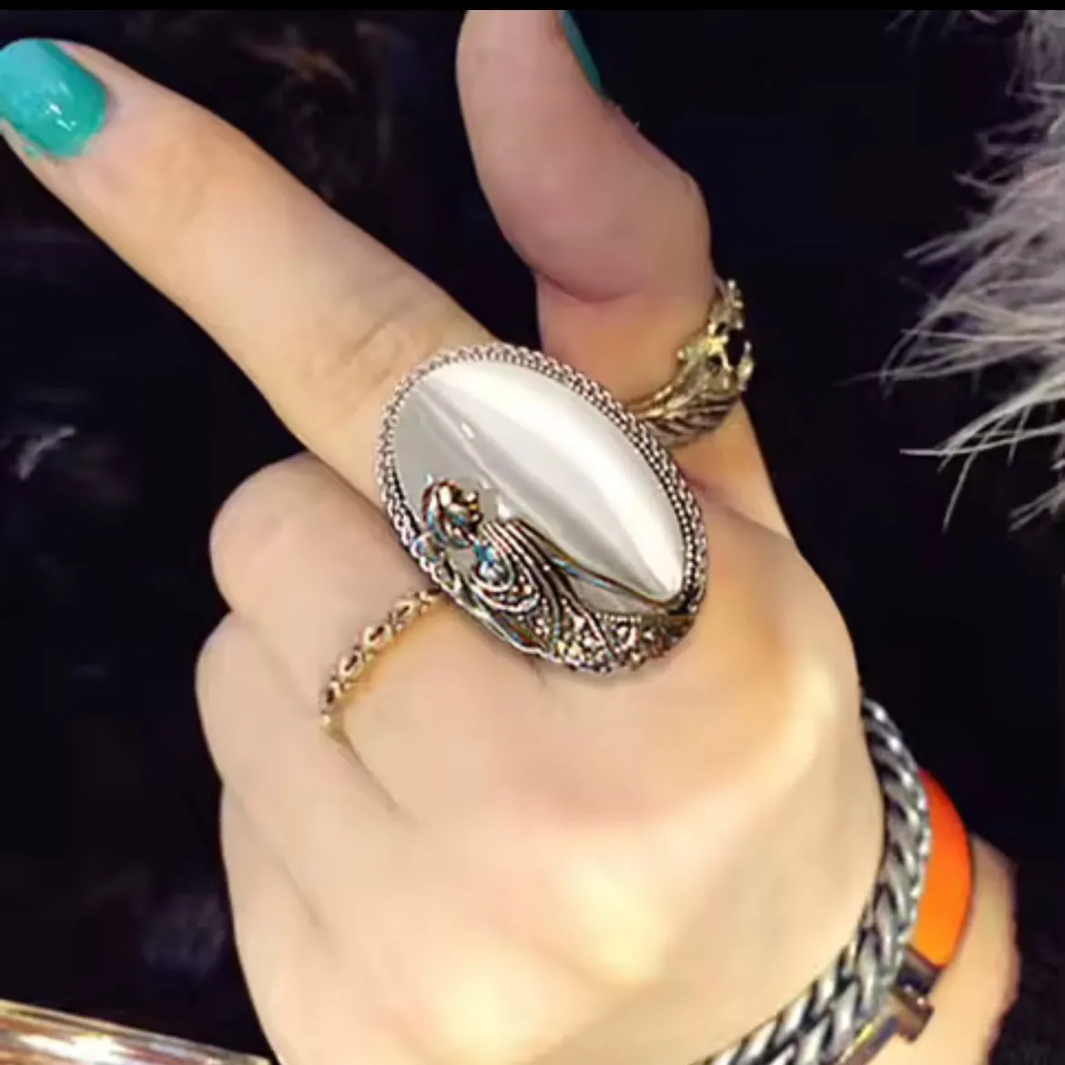 Cat's Eye Stone Goddess Ring