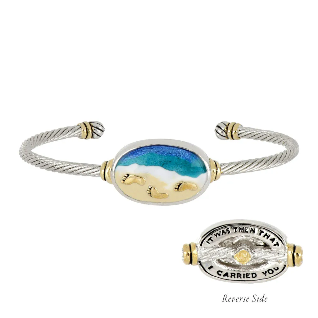Celebration Memories Footprints in the Sand Wire Cuff Bracelet