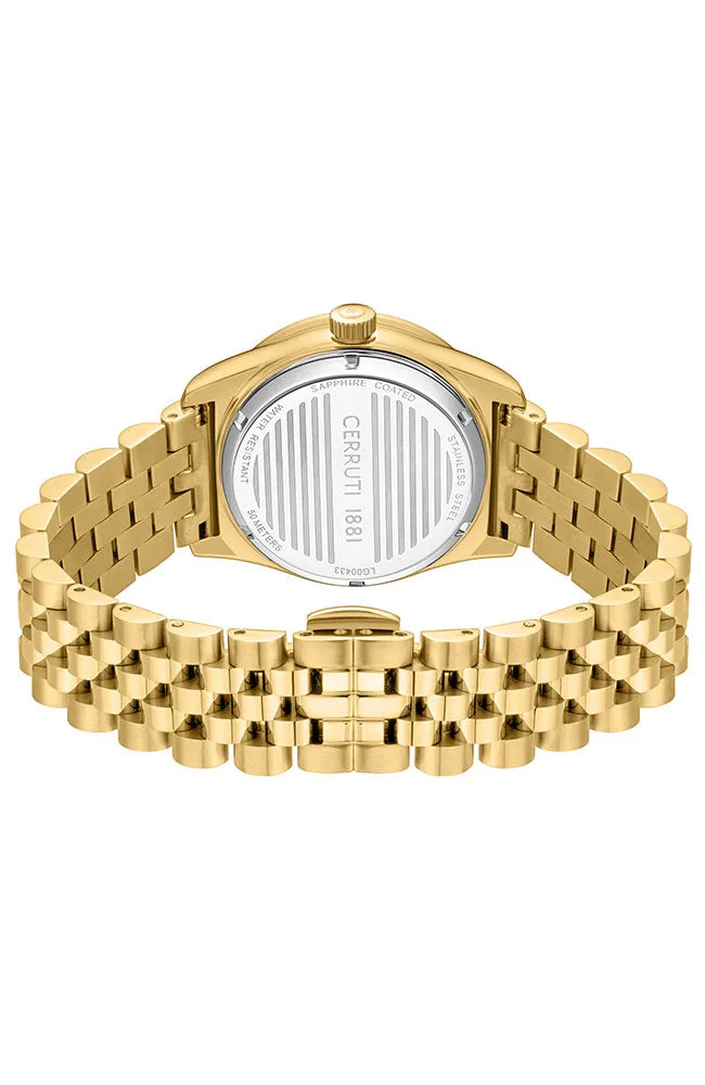 Cerruti 1881 Baccio Ladies Black Dial Gold Stainless Steel Watch