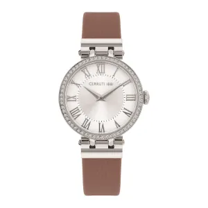 Cerruti Ladies Watchstainless Steel Case With Silver Dial & Purple Leather Strap