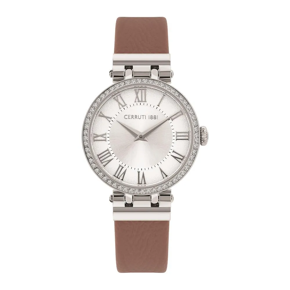 Cerruti Ladies Watchstainless Steel Case With Silver Dial & Purple Leather Strap
