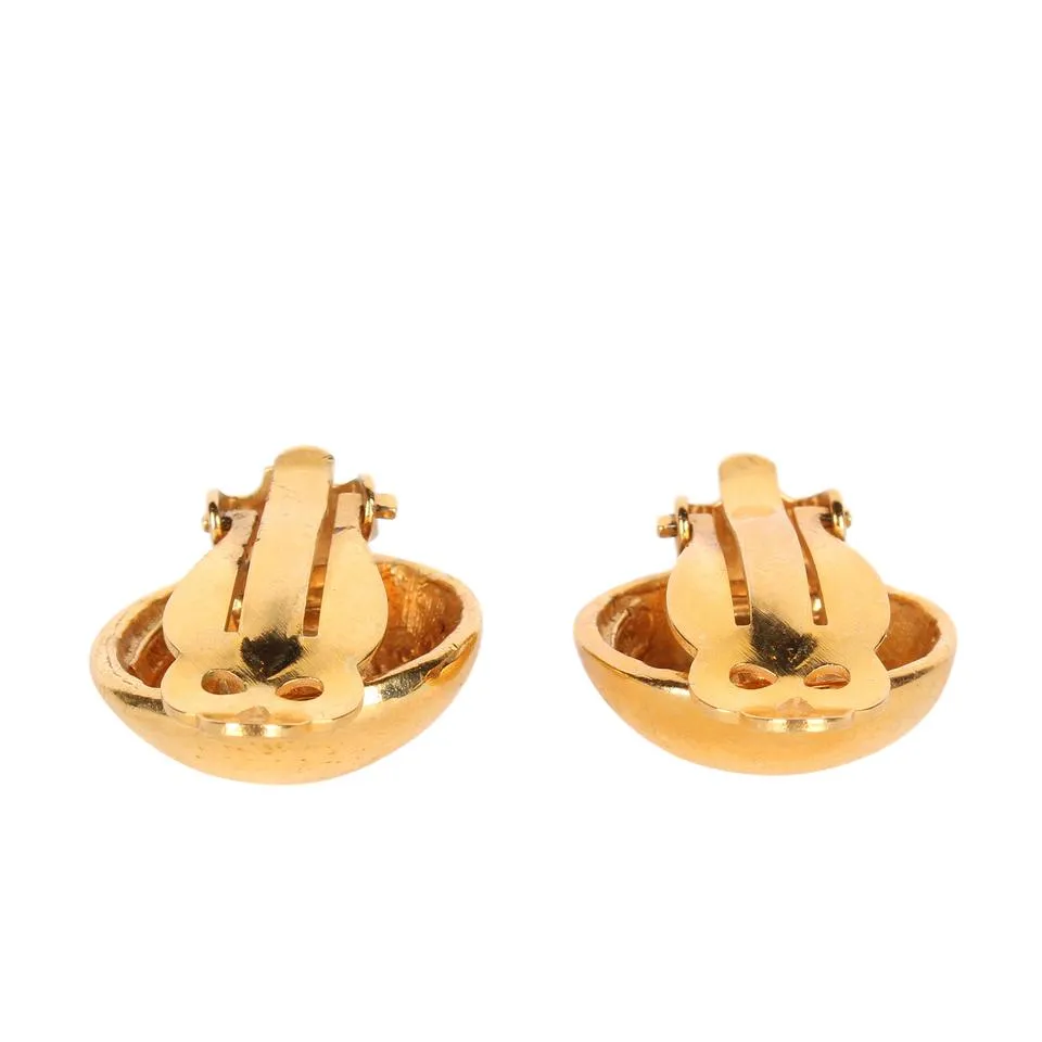 Chanel Rhinestone Clip Gold Earrings