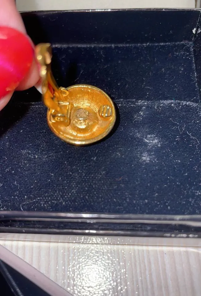 Chanel Rhinestone Clip Gold Earrings