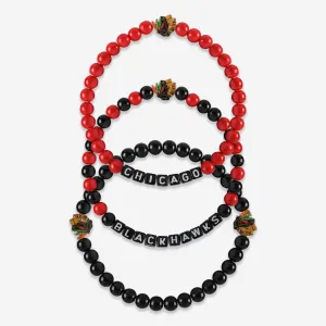 Chicago Blackhawks 3 Pack Beaded Friendship Bracelet