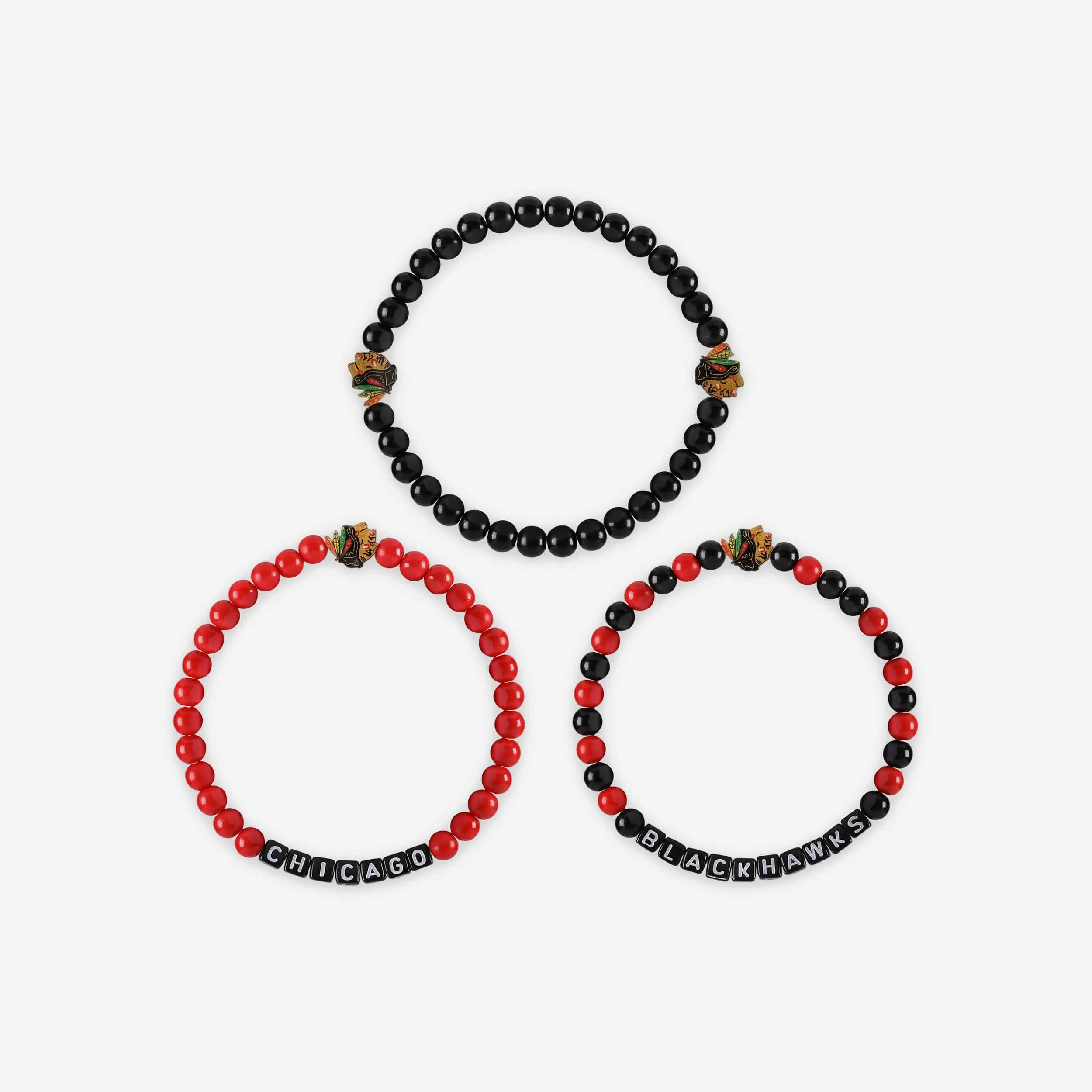Chicago Blackhawks 3 Pack Beaded Friendship Bracelet