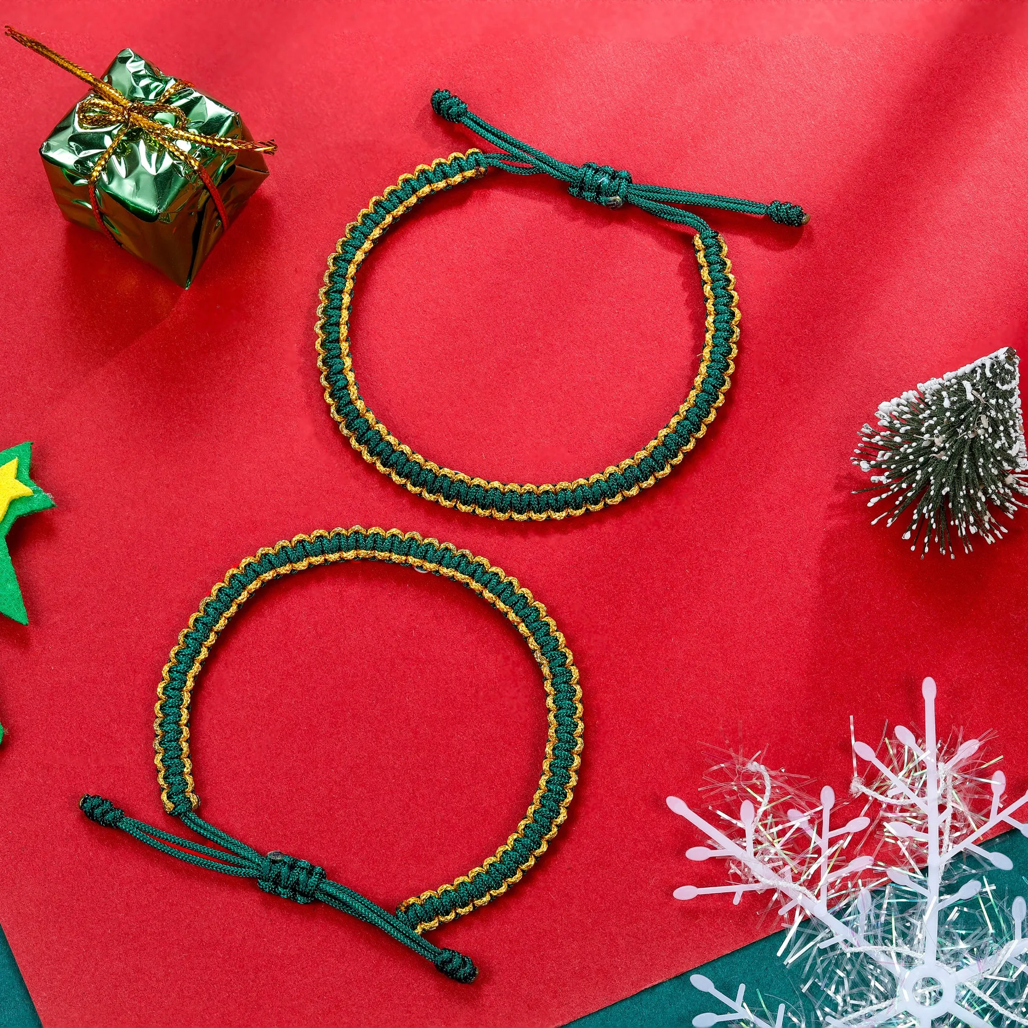 Christmas Bracelet, Gold and Green