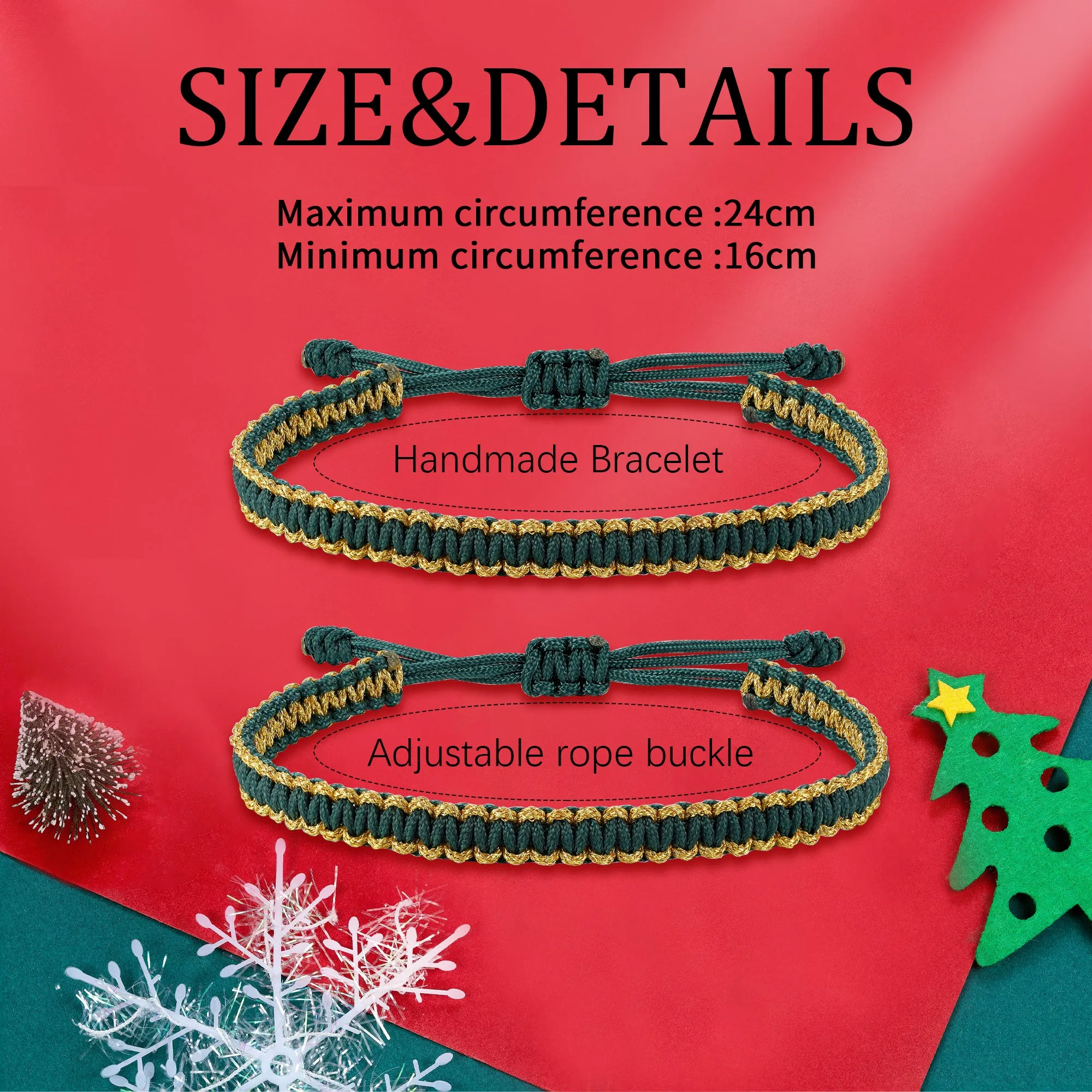 Christmas Bracelet, Gold and Green