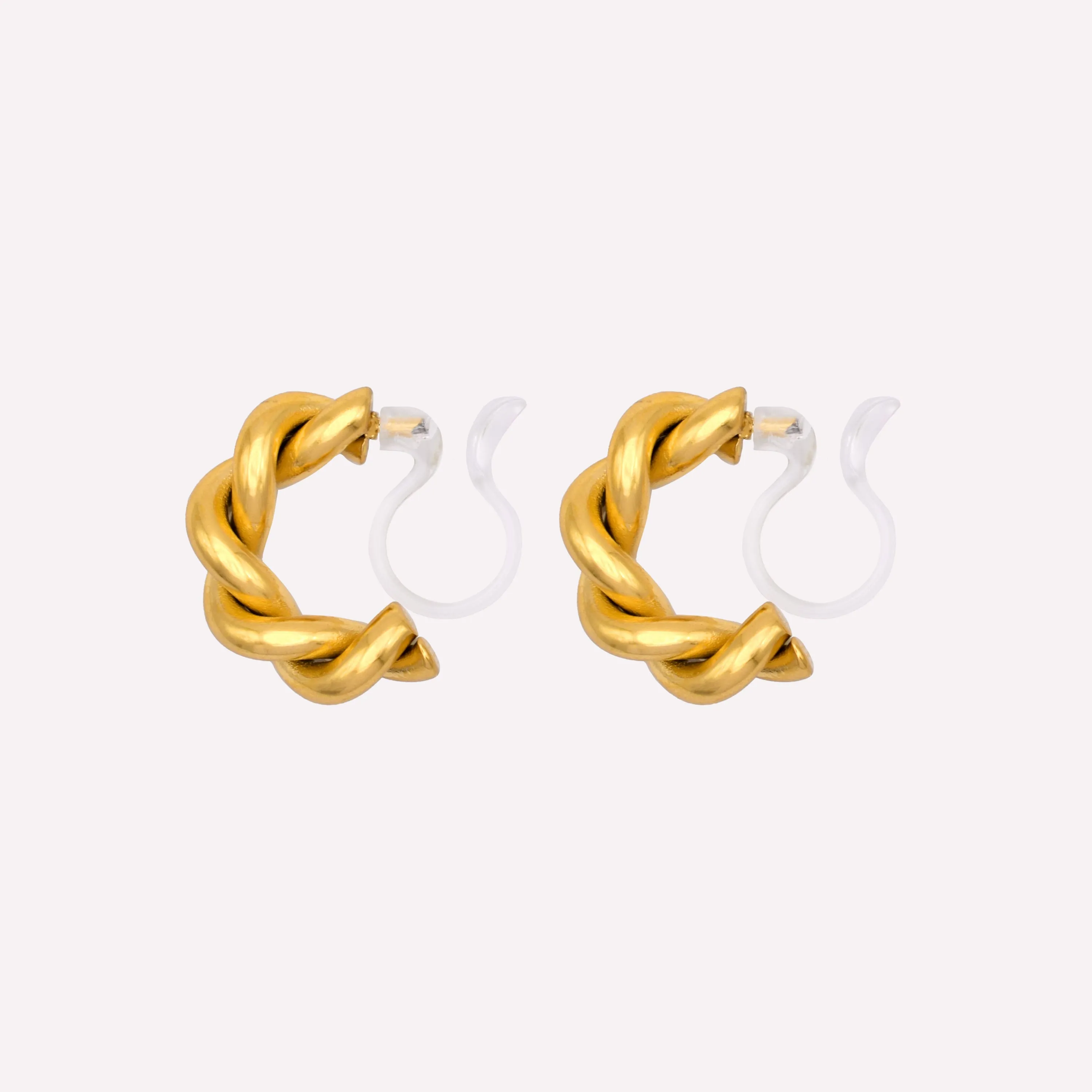 CHUNKY TWIST HUGGIE HOOP CLIP-ON EARRINGS IN GOLD