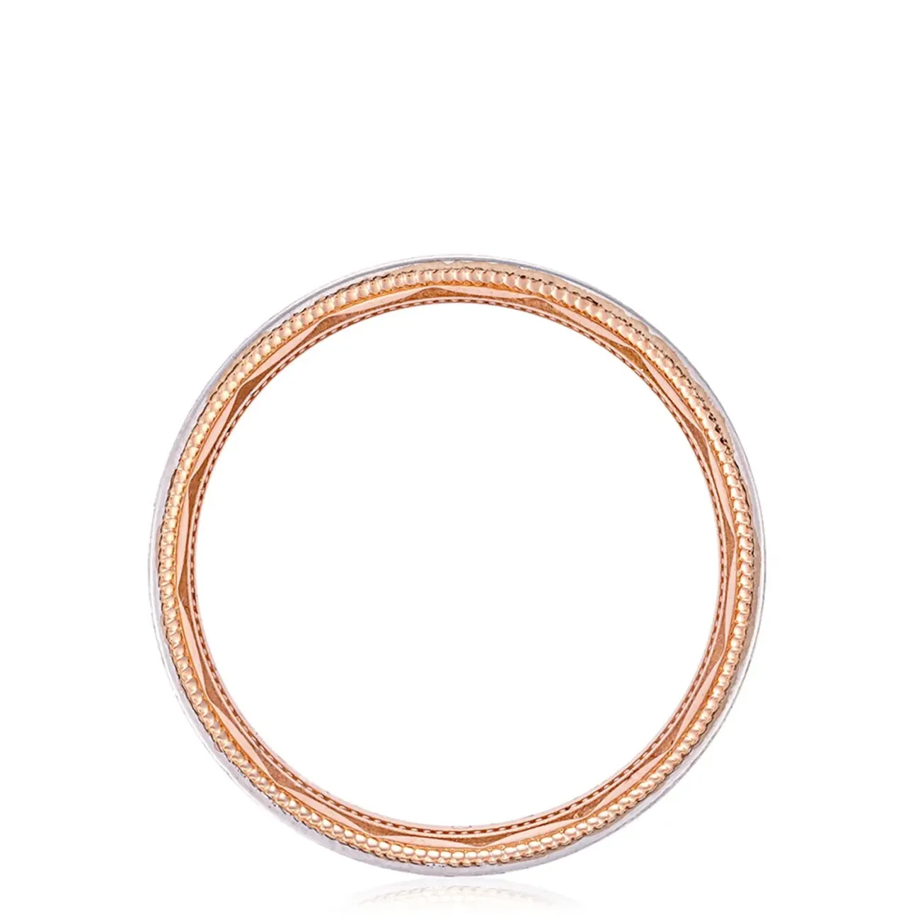 Classic 18K White and Rose Gold Two-Tone Flat Brushed Finish Wedding Band Ring