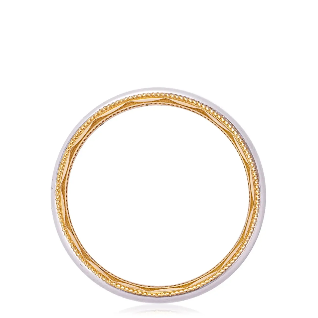 Classic 18K White and Yellow Gold Two-Tone Rounded High Polish Finish Wedding Band Ring