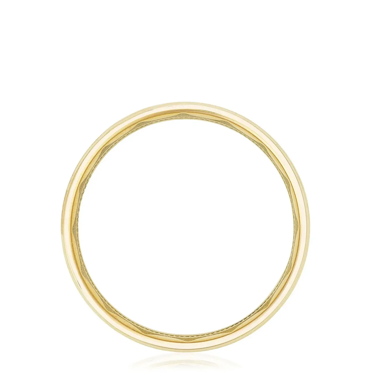 Classic 18K Yellow Gold Bevel Edge in Satin Finish Wedding Band Ring
