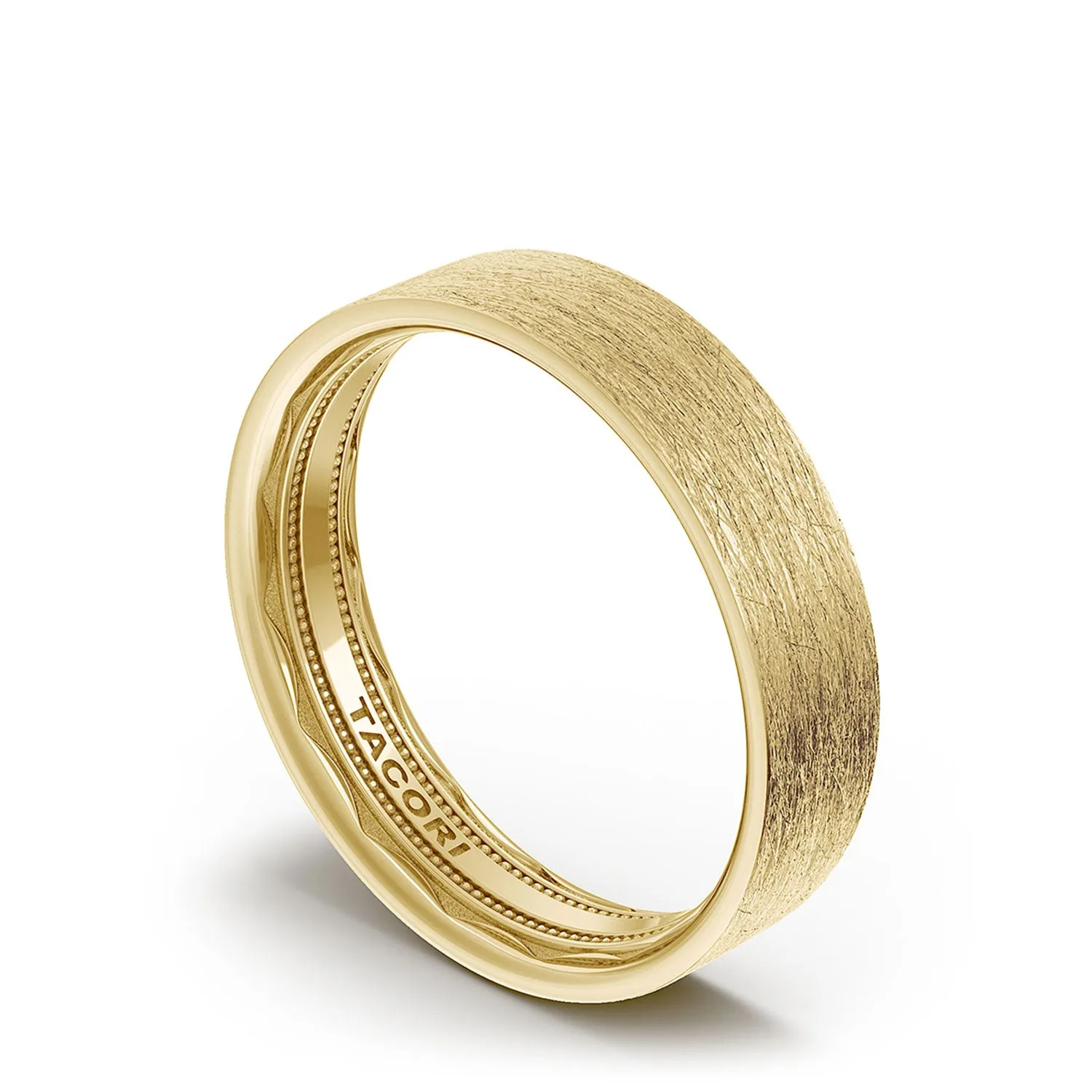 Classic Two-Tone Flat in Brushed Finish Wedding Band