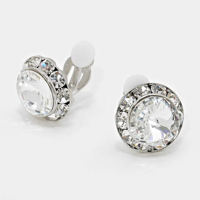 Clear Austrian Crystal Clip On Stud Earrings | 296865