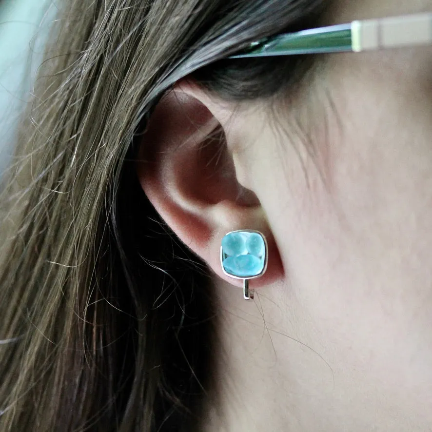 Clip-On Mosaic Sea Glass Earrings