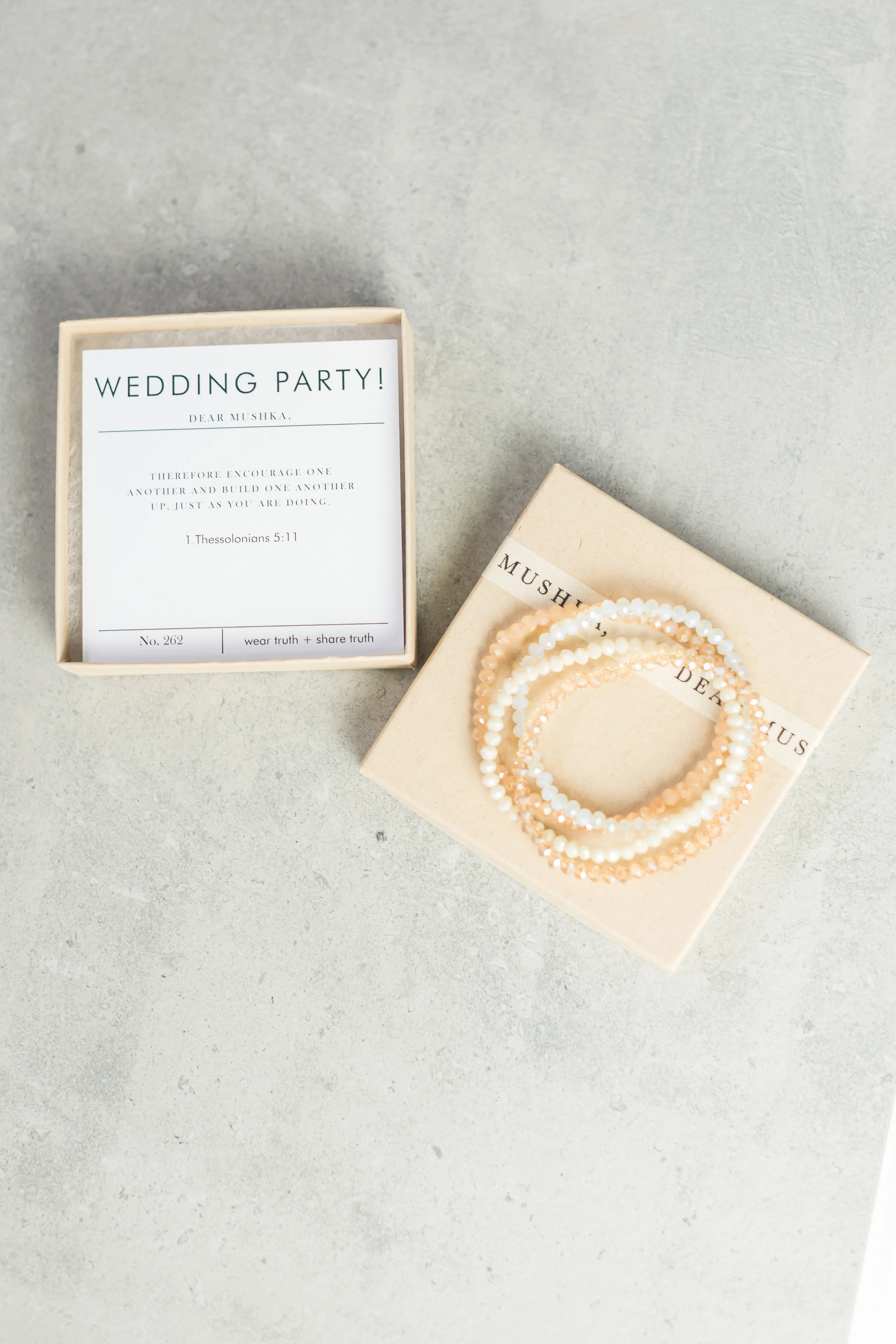 CLOSEOUT FINAL SALE WEDDING PARTY BRACELET SET · 1 THESS 5:11